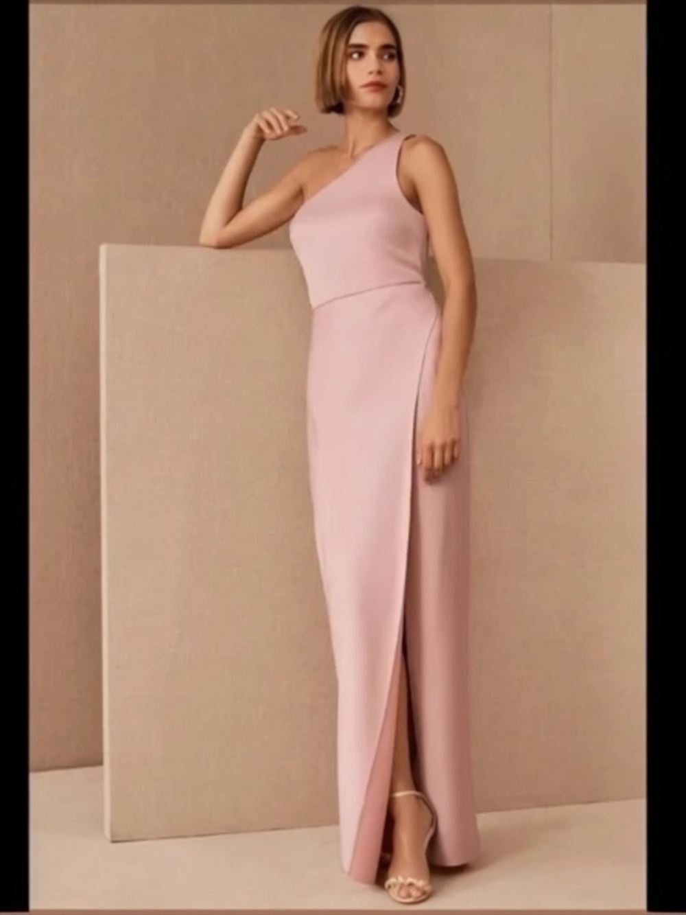 Anthropologie BHLDN Dylan Charmeuse Dress in Sedona Satin One Shoulder Size 12